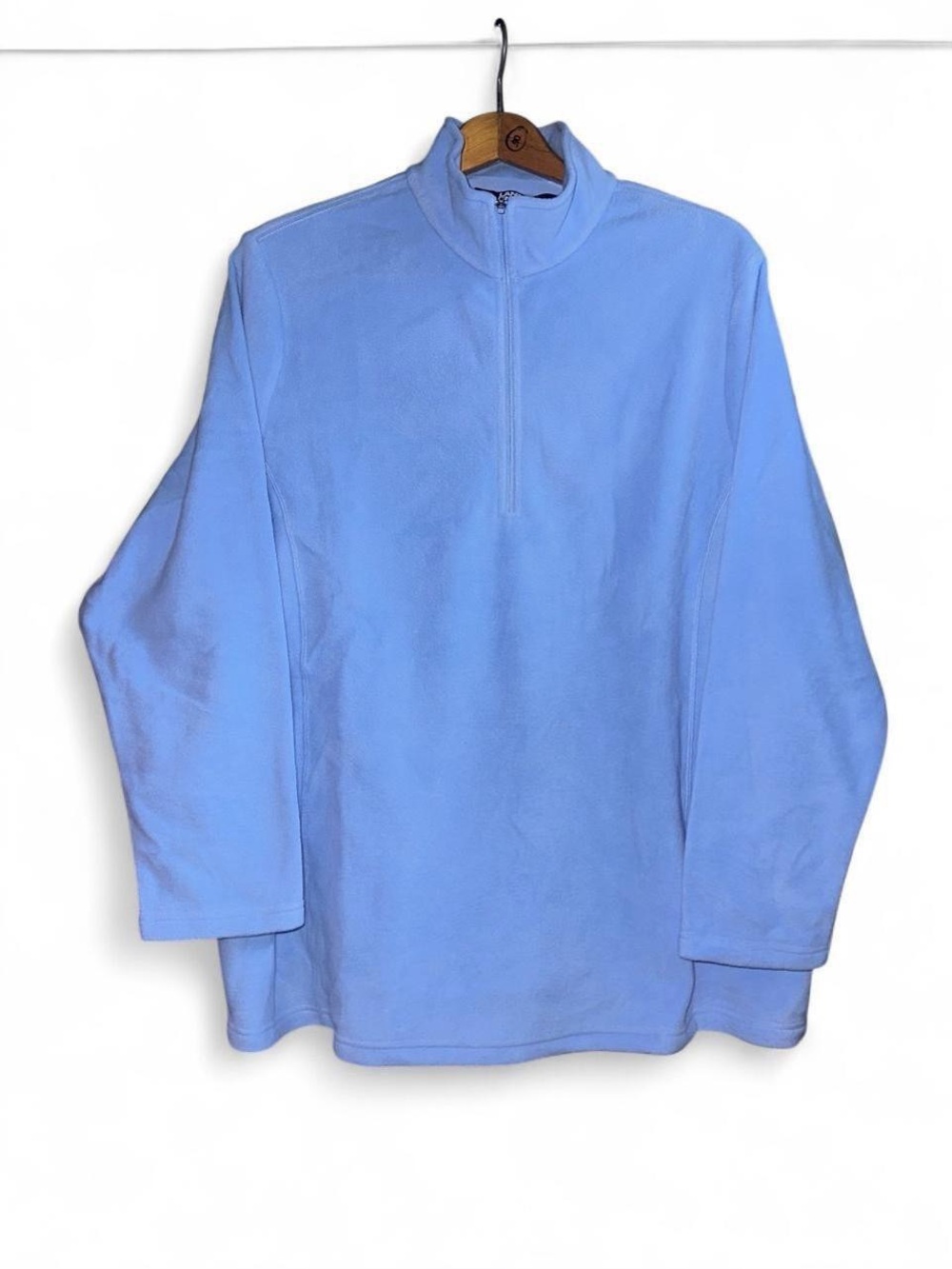 Lands End Quarter Zip Fleece Pullover Womens Plus Sz 2X Fresh Blue SN 502938 NWT